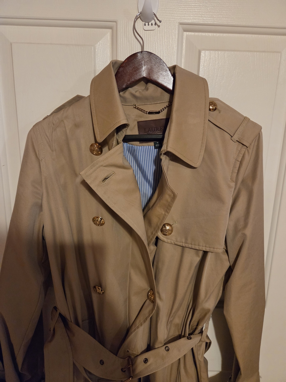 Ralph Lauren Tan Trench Coat with Gold Buttons